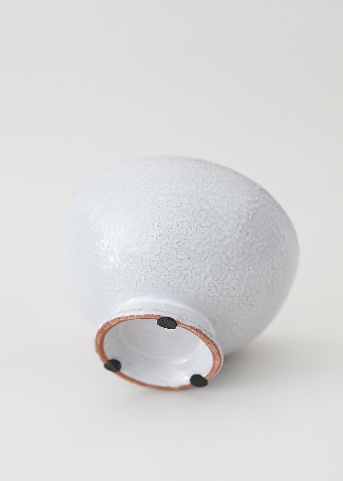 Glazed White Terra Cotta Compote Bowl