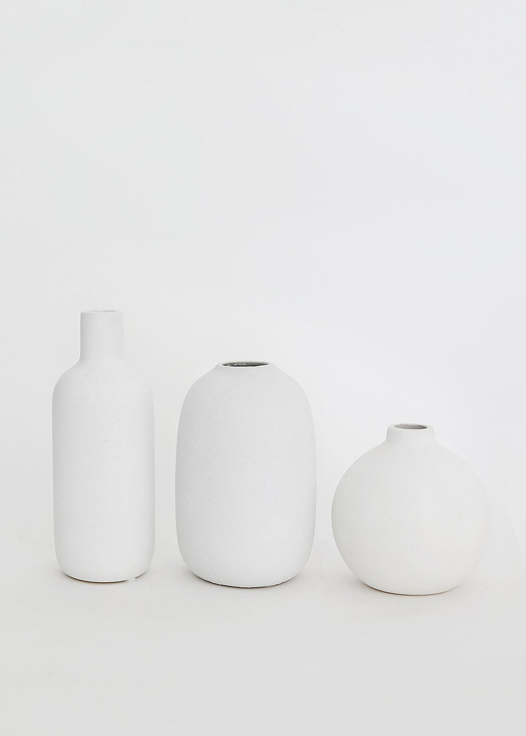 set of 3 Matte White Ceramic Bud Vases