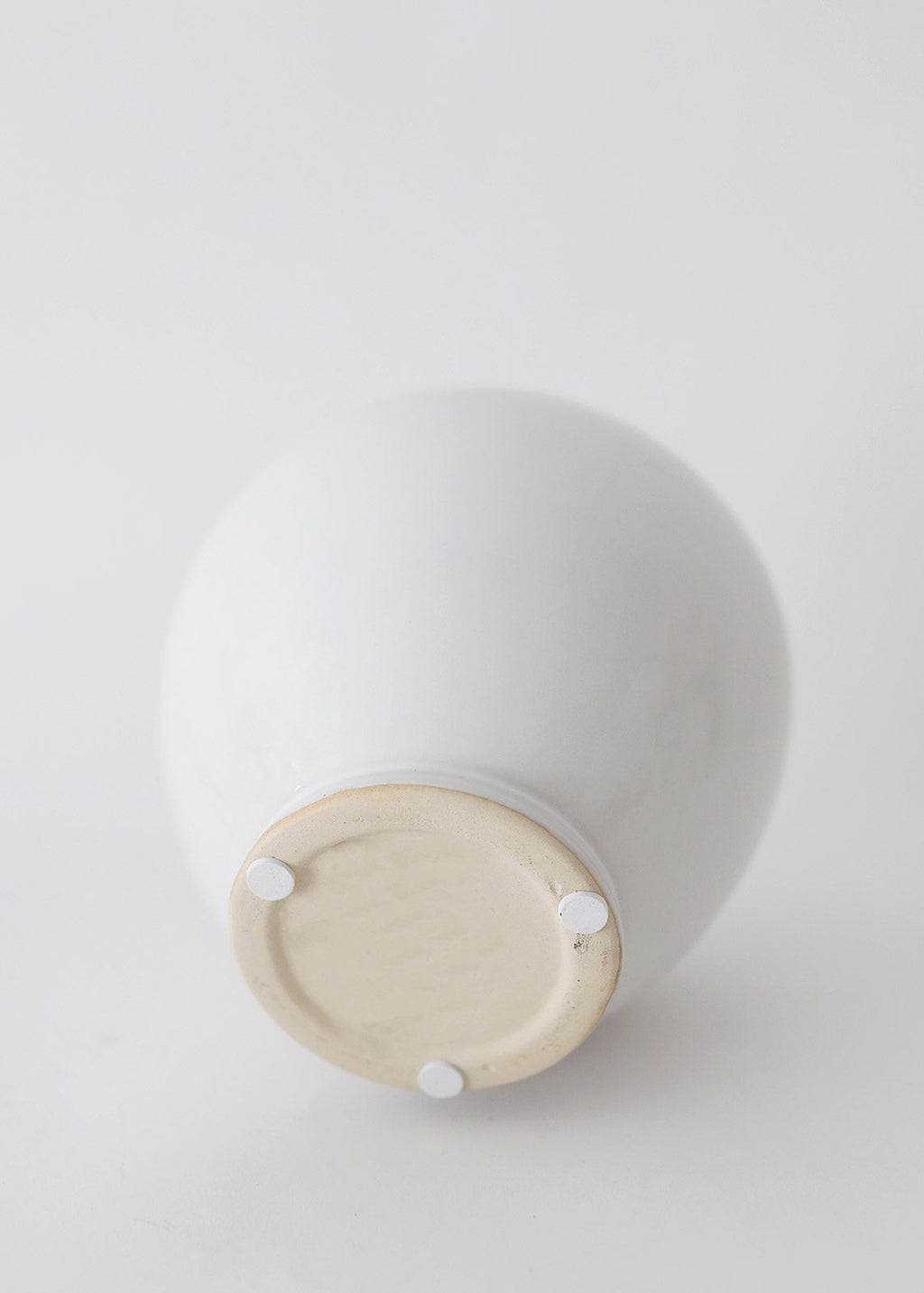 Glossy White Round Ceramic Vase - 7.75" Tall